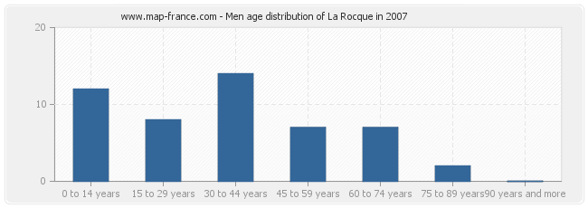Men age distribution of La Rocque in 2007